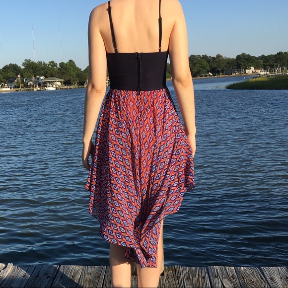 Navy print High low dress 5 6 B Darlin - Picture 3 of 8